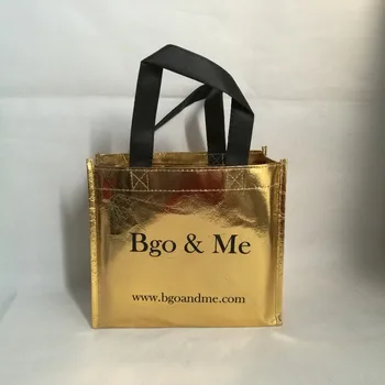 

wholesale 1000pcs/lot Reusable Gold Metallic Non Woven Shopping Bag for Shoes Clothes Gifts Packing Trade Show Free Shipping
