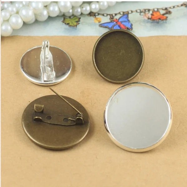 

200PCS Antique Bronze 20mm/25mm Round Blank Brooch Base Cabochon Setting Brooch Safty Pin Accessories Free Shipping CFS236