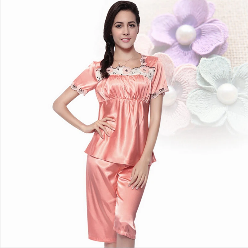 2PC High End Satin Silk Pajamas Shorts for Women Pyjama Shorts with