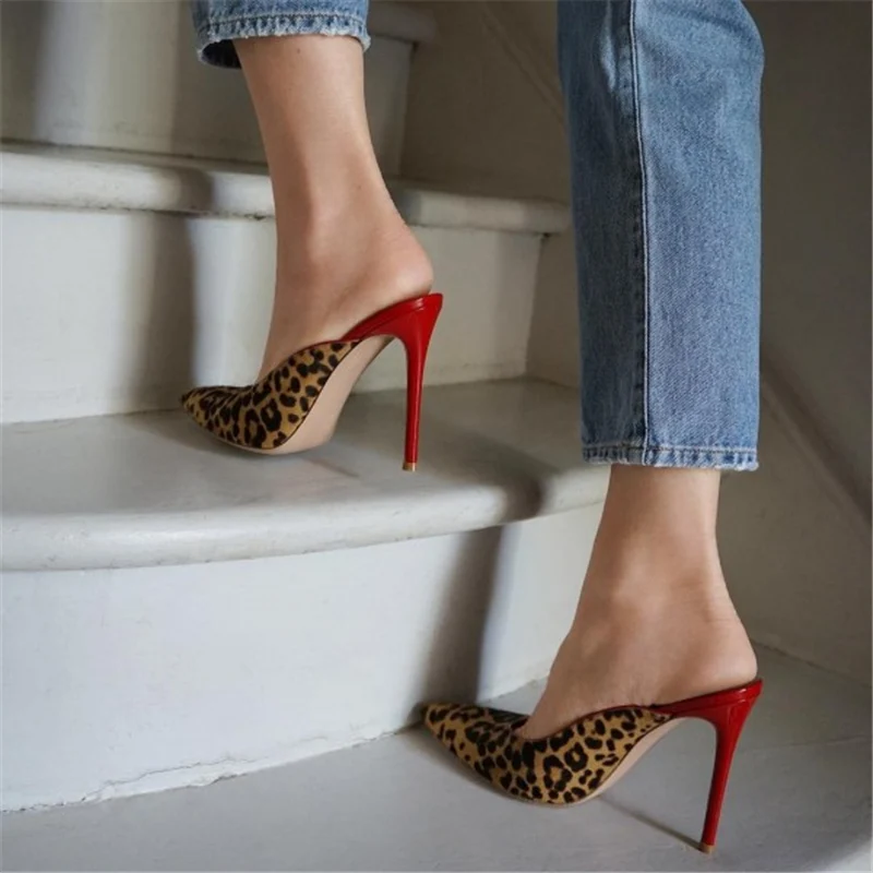 Г., женские шлепанцы без задника на высоком каблуке 11,5 см леопардовые туфли на шпильках Летние босоножки Роскошные туфли Scarpins YFD-155
