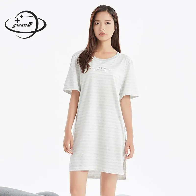 YAUAMDB women nightgowns 2018 summer cotton size M XL female sleepwear