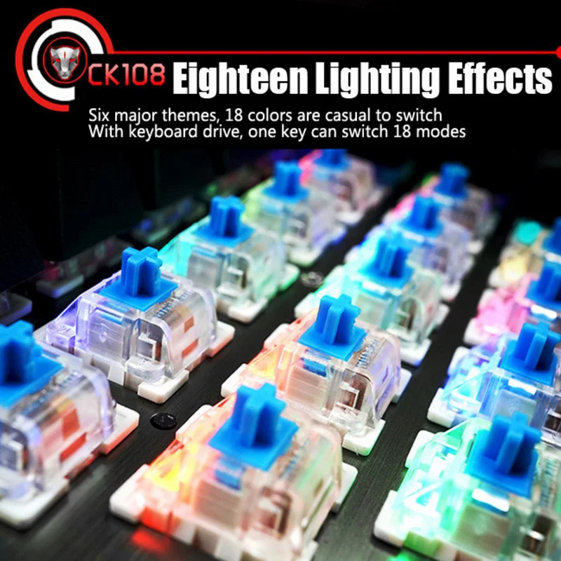 Механическая клавиатура Motospeed CK108 RGB русская переключатель Blue игровая проводная