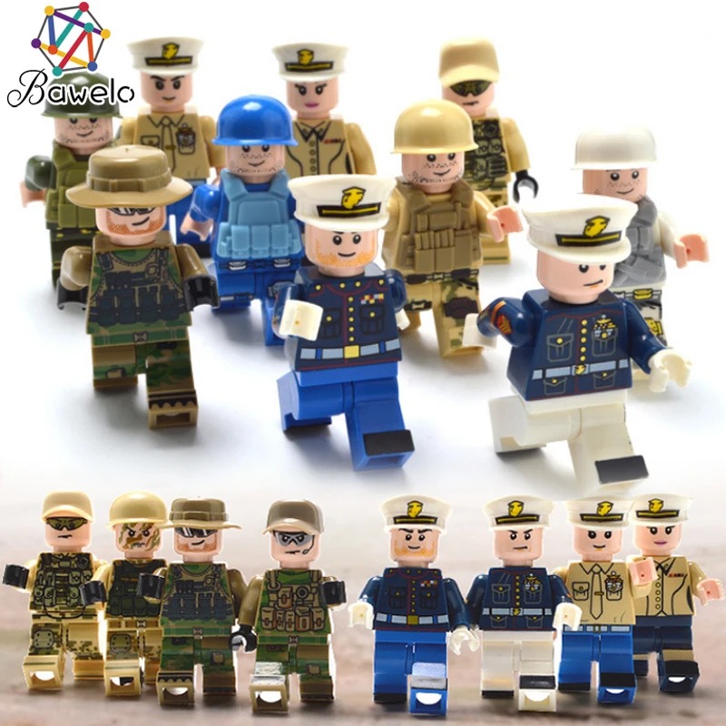 

2018 New Arrival 8pcs/set Marine Corps Compatible Legoings Military series Bricks Figures Armed Building Blocks Toys For Boys