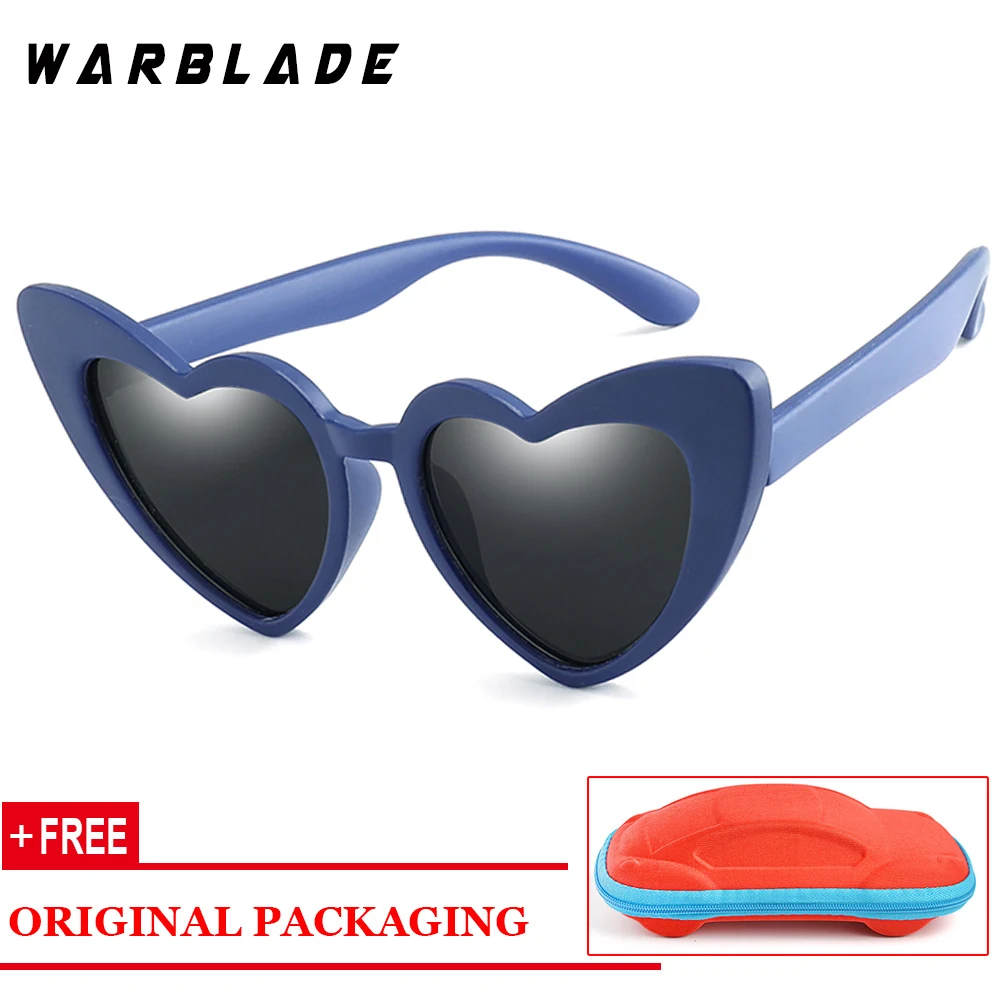 blue gray R WarBLade Симпатичные Любовь Сердце очки детские для мальчиков и девочек Солнцезащитные очки Гибкая мягкая резина очки детские солнцезащитные затененные очки - Цвет линз: blue gray R