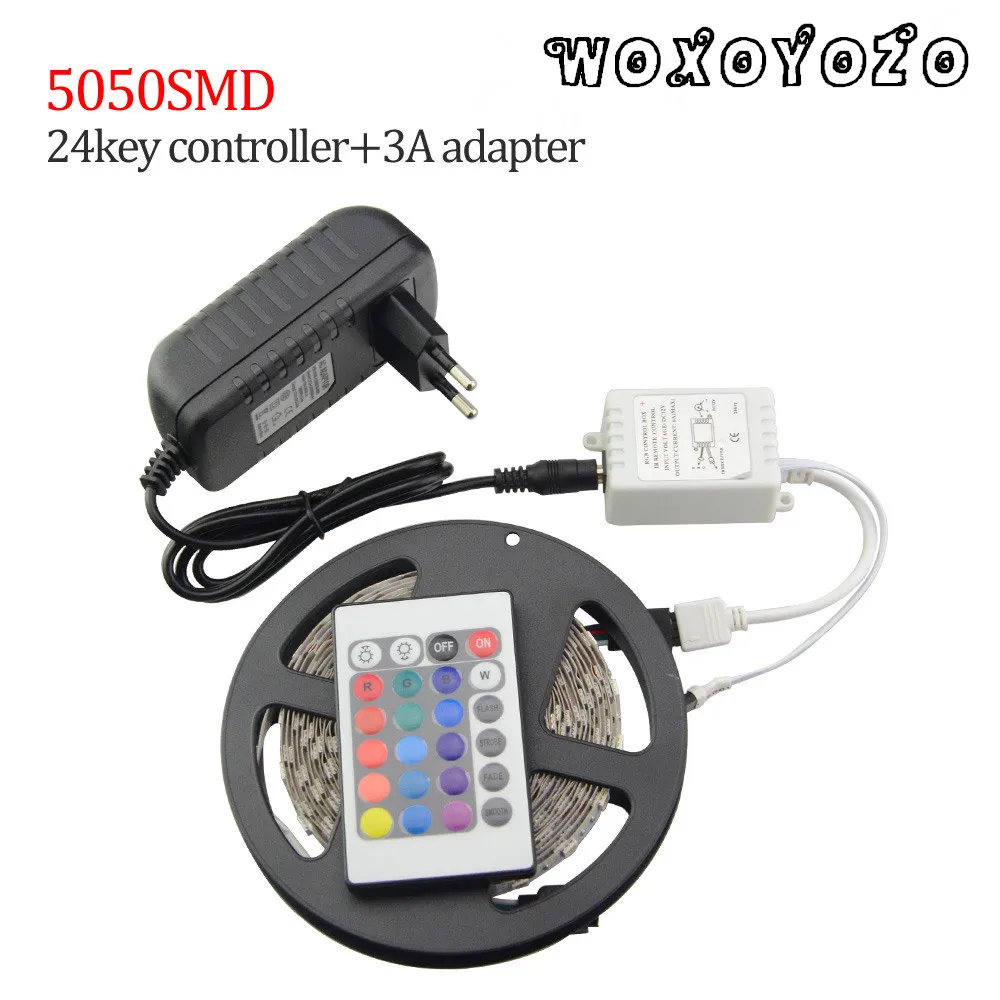 

Hot SMD 5050 RGB LED Strip Waterproof DC 12V 5M 300LED RGBW RGBWW LED Light Strips Flexible with 3A Power and Remote Control