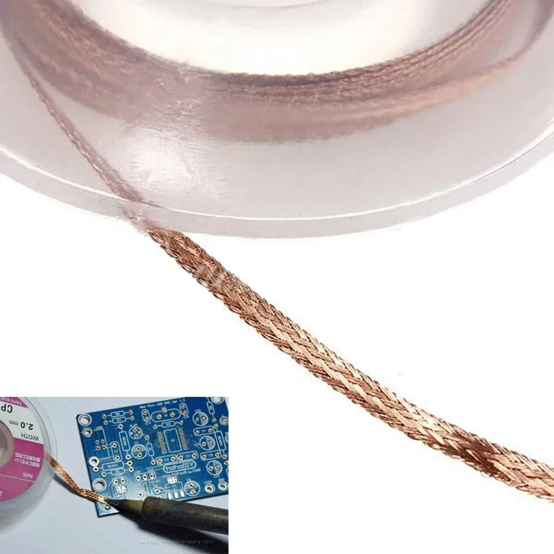 Tresse à Dessouder Avec Flux Sans Nettoyage - 2 Rouleaux De 1,5 M X 2,5 Mm | Pour Soudure électronique, Dépannage PCB