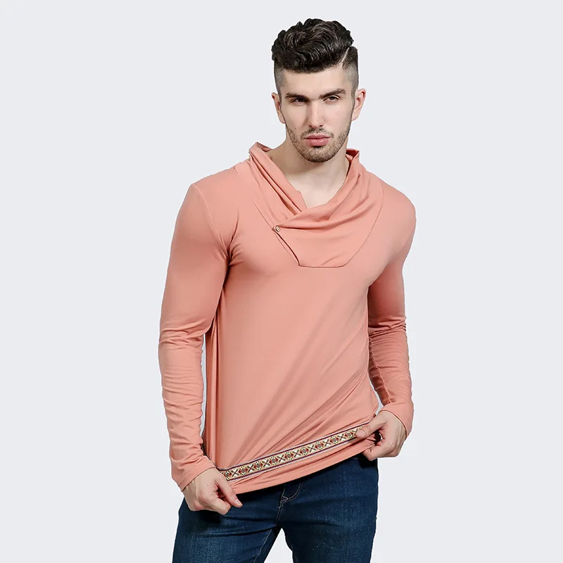 Punk Mens Turtleneck Slim Fit Pullover Personalized Tee Lace UP Casual Shirt Top