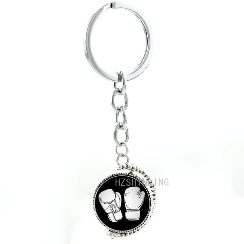 New fashion Boxing keychain double side rotatable vintage boxing glove