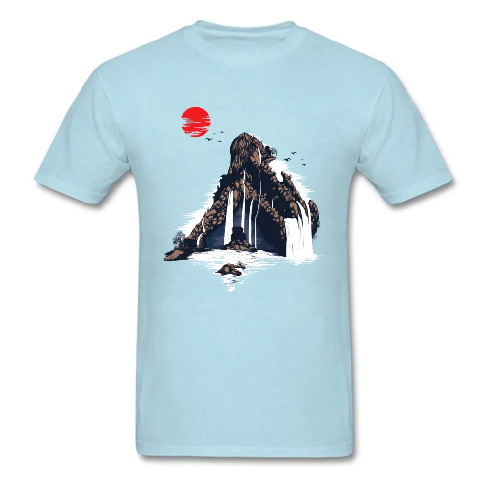 Design Short Sleeve Tops Shirts ostern Day O Neck Cotton Fabric Youth Tshirts Waterfall Design T-Shirt Prevalent Waterfall light