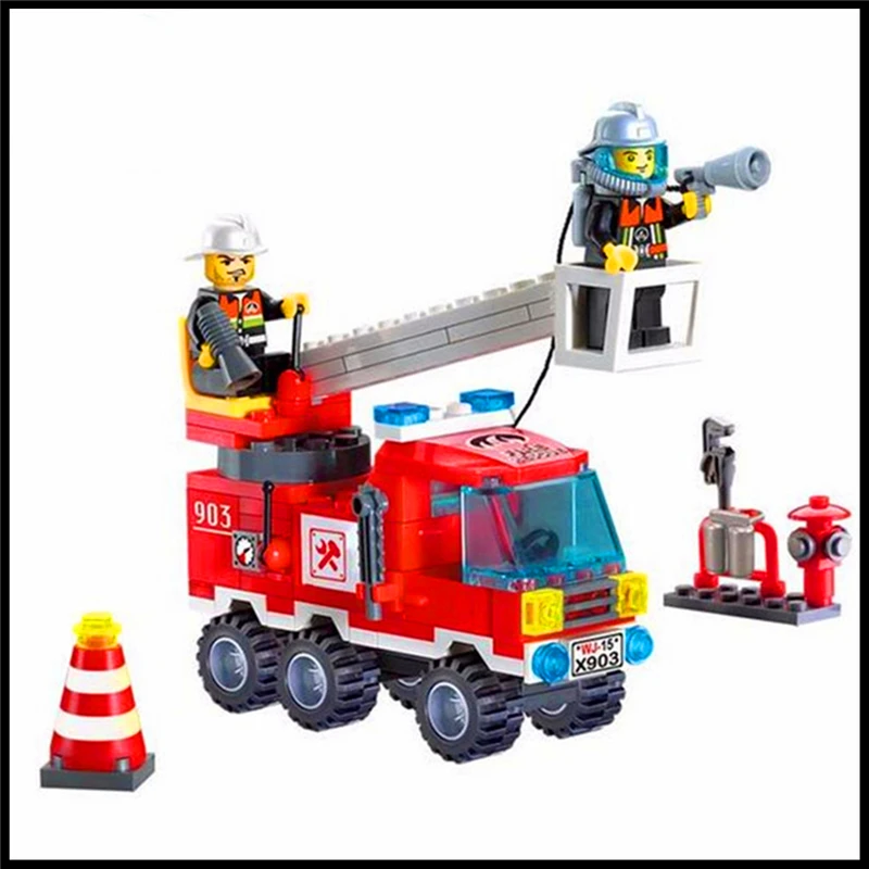 

130Pcs 2 In 1 Fire Fighting Truck Model Building Block Toys ENLIGHTEN 903 Figure Brinquedos Gift For Children Compatible Technic