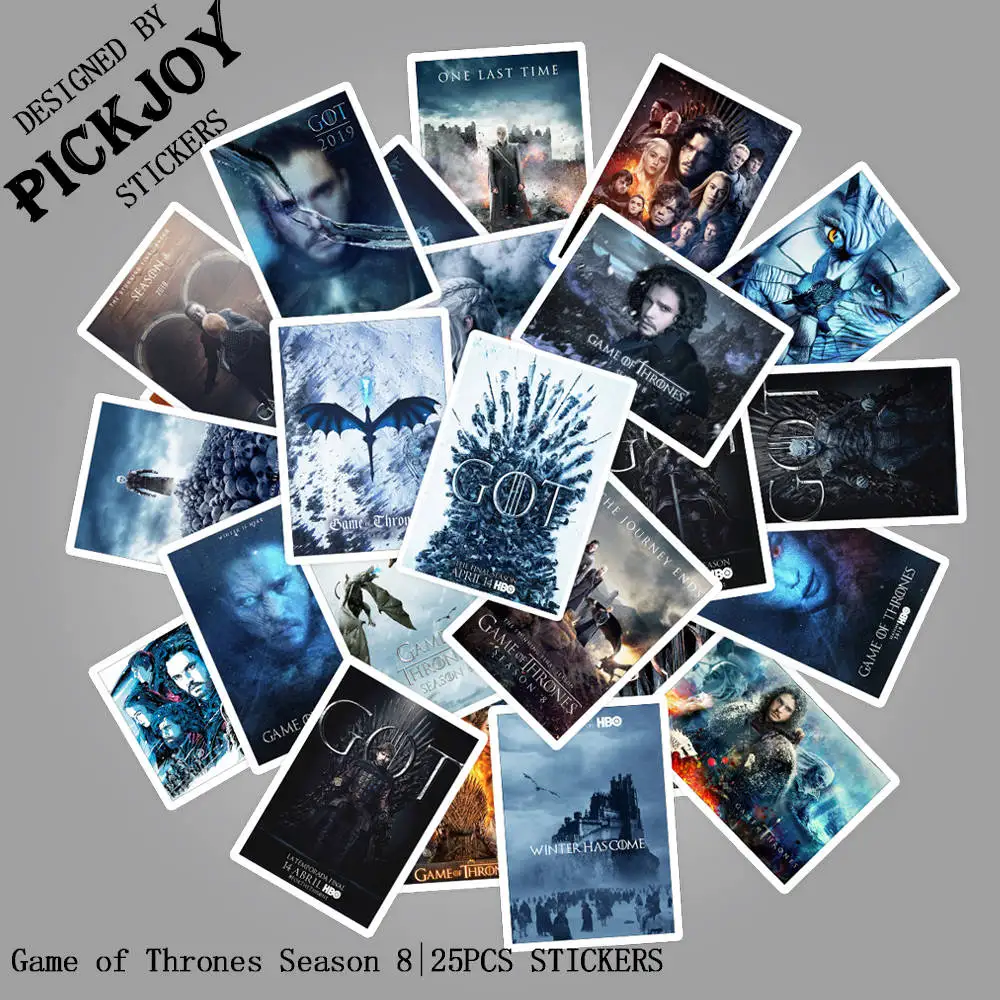 

25pcs/Pack New Season Game of Thrones Season Stickers Skateboard Phone Luggage Stickers For Laptop Pvc Waterproof Toy Sickers