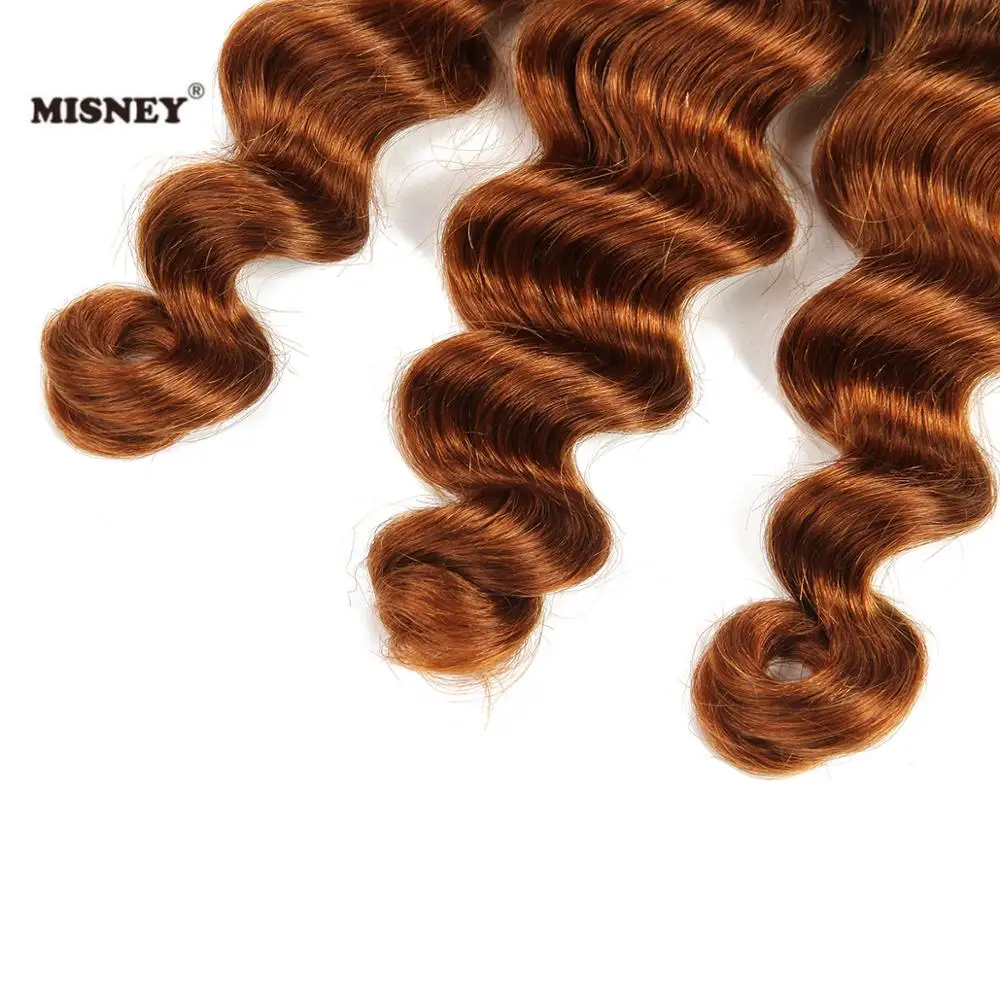 Misney Non Remy человеческие волосы для наращивания свободная глубокая волна бразильские волосы двухтонный Омбре 1B/30 4 пучка здоровая прядь натуральных волос