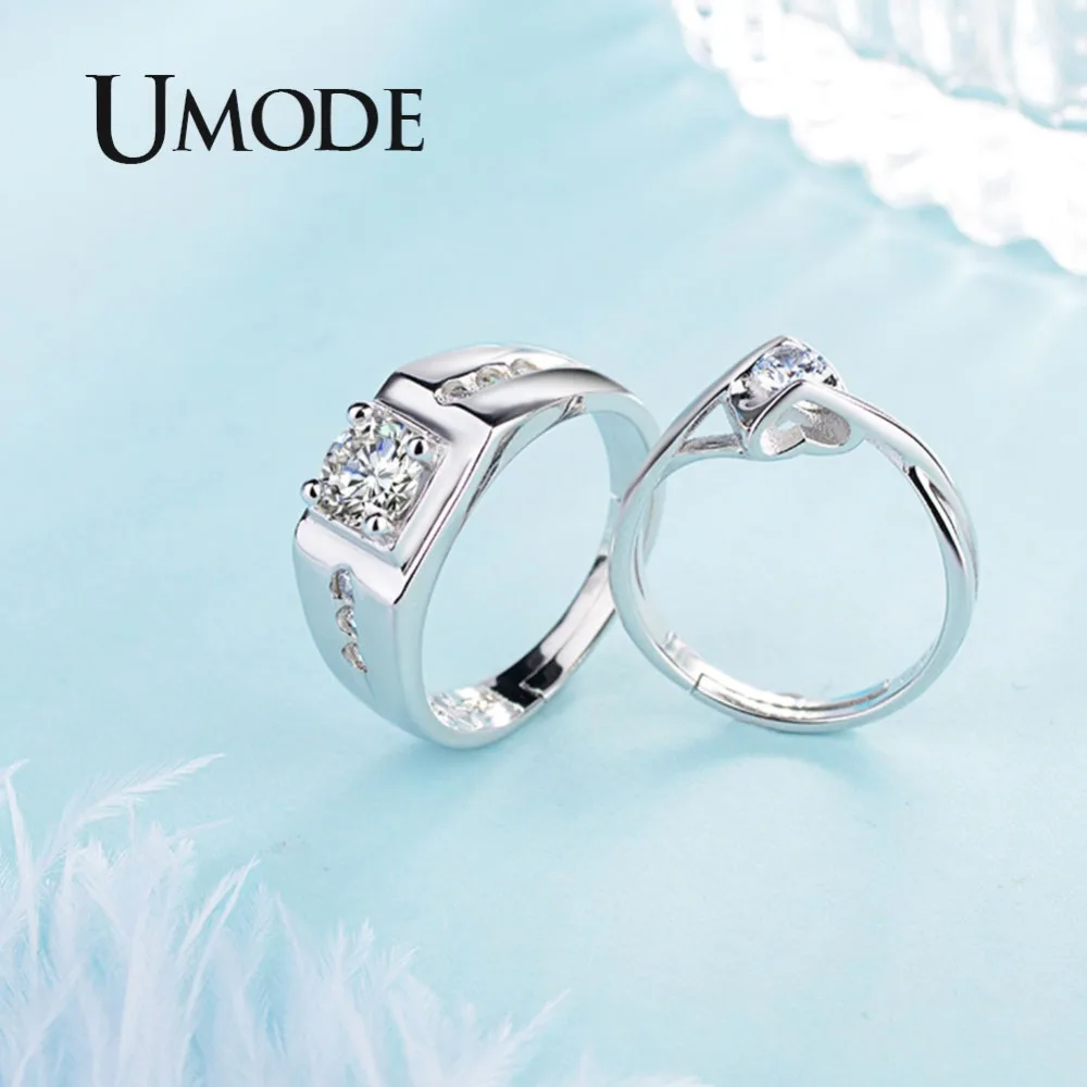 UMODE Brand Engagement Zirconia Mens Womens Love Resizable Wedding Rings Sets Promise Rings for Couples Jewelry Stes UR0445