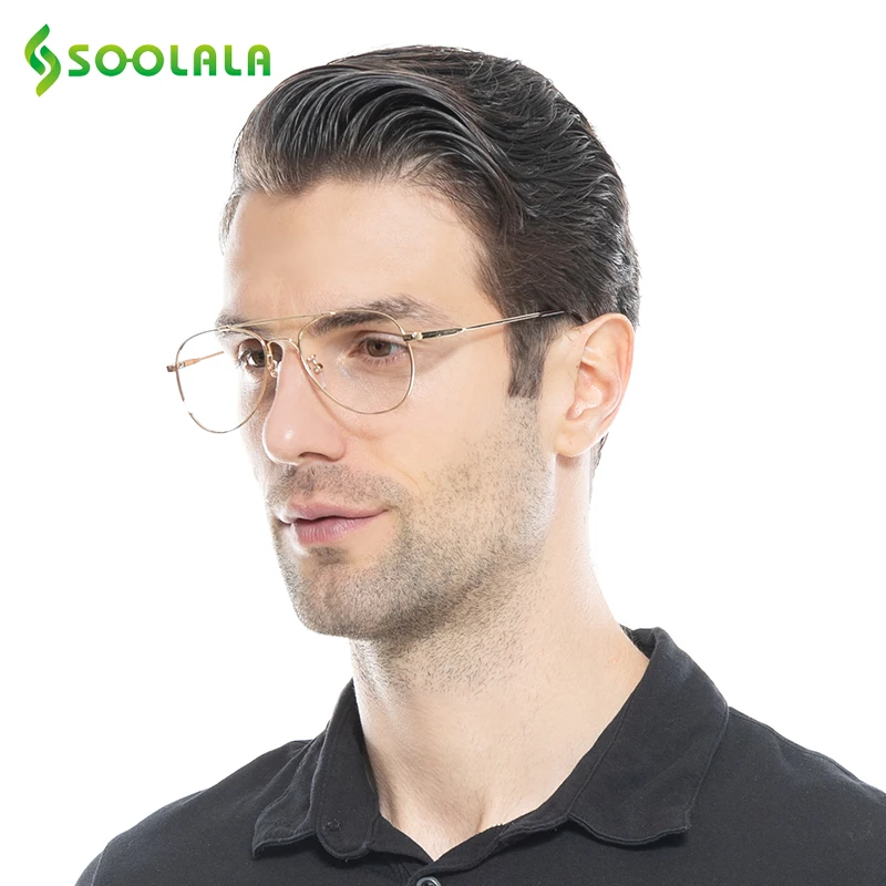 Ceny SOOLALA Retro pamięć ramy metalowe okulary do czytania dla mężczyzn kobiety niestandardowe okulary dla osób z krótkowzrocznością czytnik + 1 + 1.5 + 2 + 2.5 + 3
