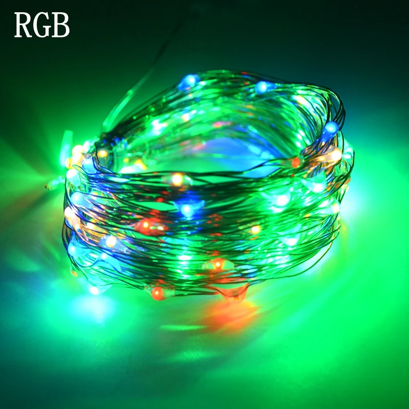 RGB 100/200 светодиоды и солнечные лампы света Водонепроницаемый светодиодный Медный провод шнура для отдыха на открытом воздухе светодиодный полосы для рождественской вечеринки лампа для декорации на свадьбу - Испускаемый цвет: RGB