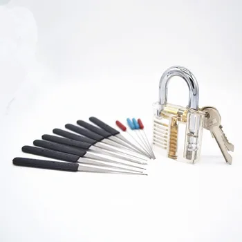 Hand Tools Transparent Visible Pick Cutaway Practice Padlock Lock With Broken Key Remove Hook Hardware Locksmith Wrench Tool 1