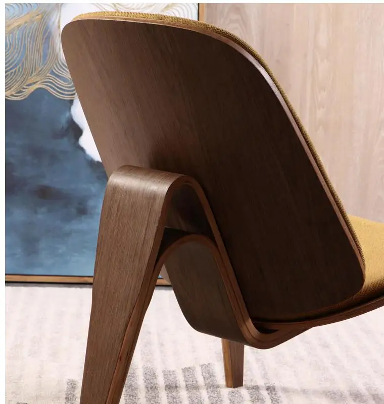 Ганс Вегнер стиль трехногий корпус стул фанера льняная ткань сиденье Подушка мебель для гостиной современный гостиная раковина стул