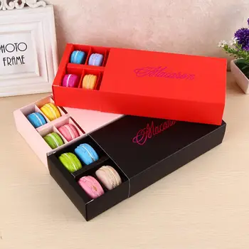 

12 Cups Paper Macaron Box Packaging Drawer Type Biscuit Pastry Chocolate Cake Boxes For Wedding Party Gift LX5723
