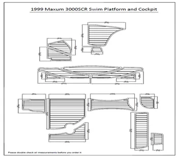 

1999 Maxum 3000SCR Swim Platform and Cockpit Pad Boat EVA Teak Decking 1/4" 6mm