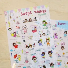 

6 Sheets Cute Kawaii Korean Stationery Sweet Story Set PVC Sticker Creative Gifts For Kids Office School Supplies
