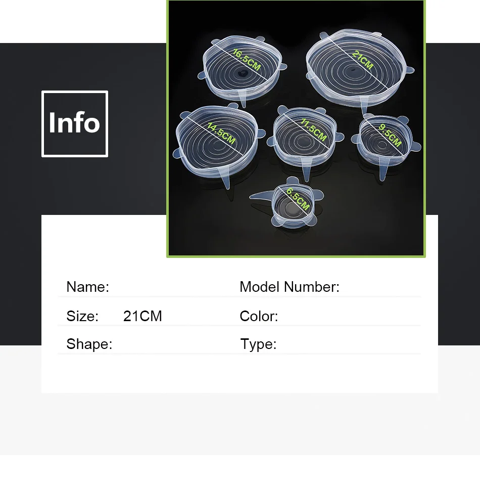 6 шт./компл. многофункциональная силиконовая крышка для еды герметичная вакуумная пленка для хранения пищи миска для свежей еды пластина может покрывать кухонный гаджет