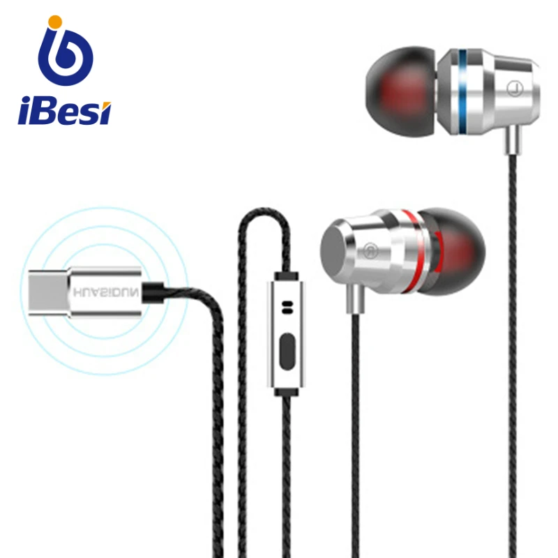 

IBESI Type C Wired Earphone Sport Waterproof IPX5 Headphones Earbuds Headset with HD Mic for Huawei xiaomi IPhone