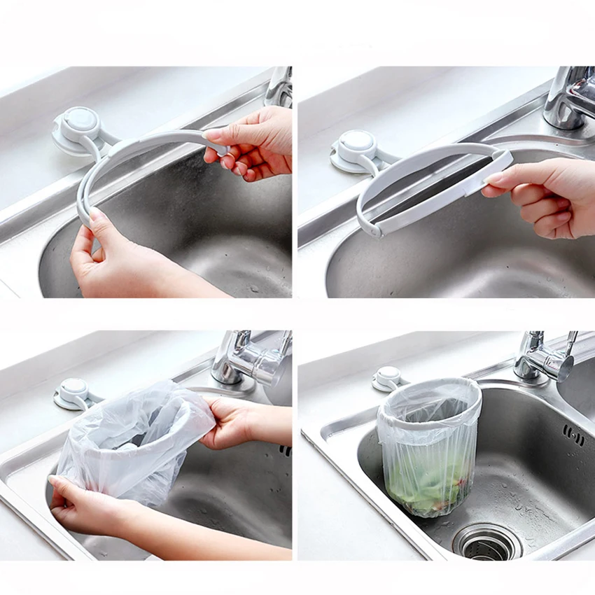 Мощная стойка для мусора на присоске из полиэтилена кухонная подвесная хранения