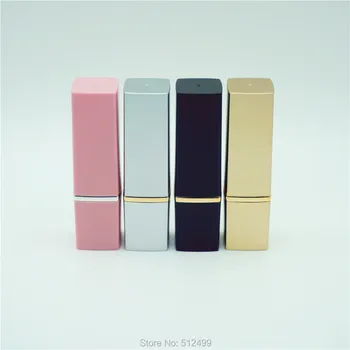 

free shipping 10/30/50pc empty DIY 12.1mm square lipstick tube Black pink gold silver lipstick tube simple Korean version