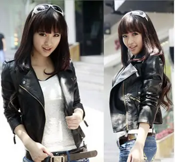 

Leather Suede Free shipping blouse new spring and autumn ladies short paragraph Slim PU leather jacket 10341