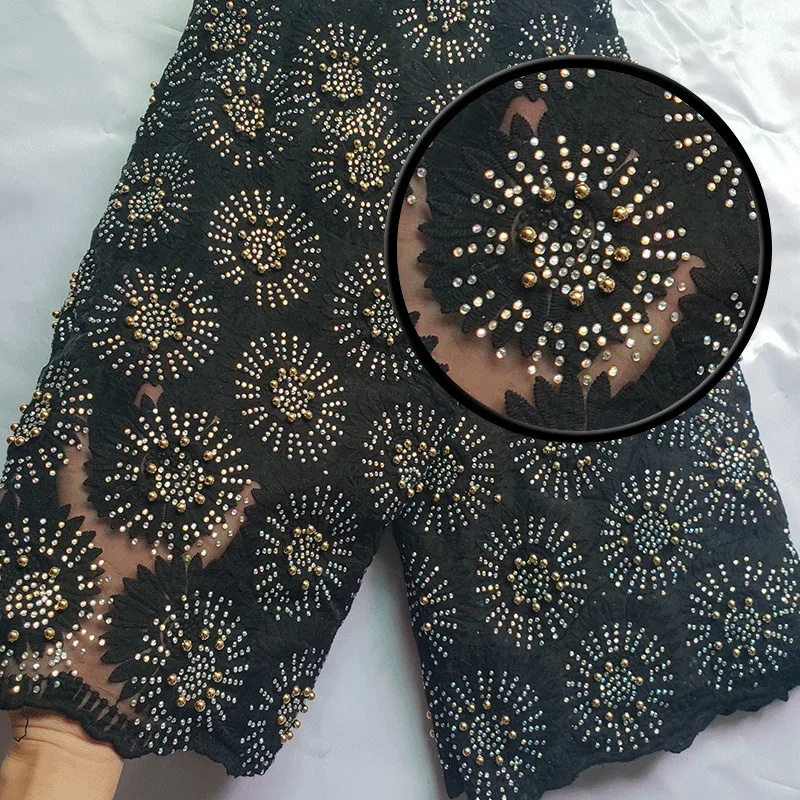 Восхитительное кружево, красивый последний африканский тюль, кружевная ткань, сетка с бисером и камнями, кружевная ткань для вечерних платьев GZ355