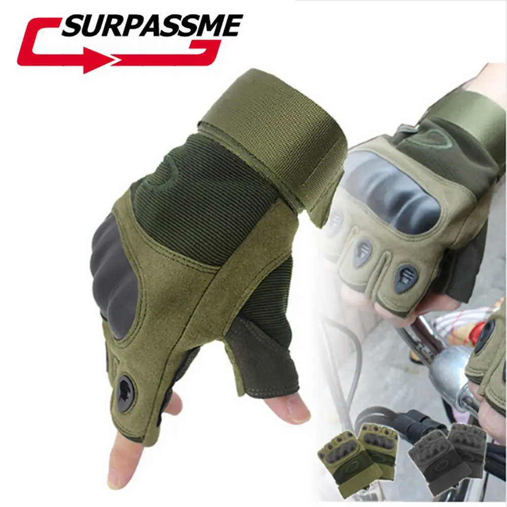 Motorcycle Gloves Men Half Fingers PU Leather Nylon Summer Motorcycle