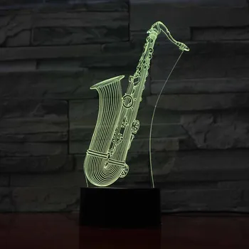 

Musical instruments 3d lampara led Night Light Amazing Optical Illusion Table Lamp Acrylic Craft Bedside fixtures Touch Switch
