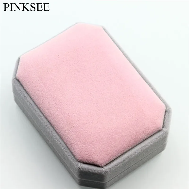 Розовая и серая бархатная коробка для ювелирных изделий PINKSEE Подарочная колец