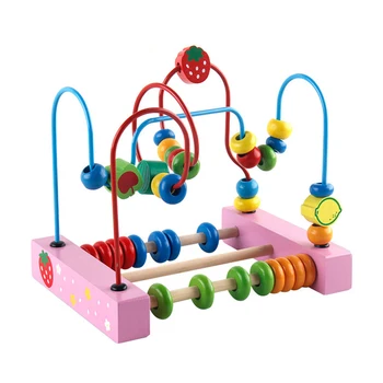

Baby Wooden Math Counting Circles Bead Abacus Toys Wire Maze Roller Coaster Around Beads Wire Maze kids Educational Toys