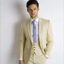 Последние конструкции пальто Брюки Бежевый смокинги для жениха 3 шт. Slim Fit Мужские свадебные Выпускные вечерние Костюм Жениха Лучший мужской костюм для жениха