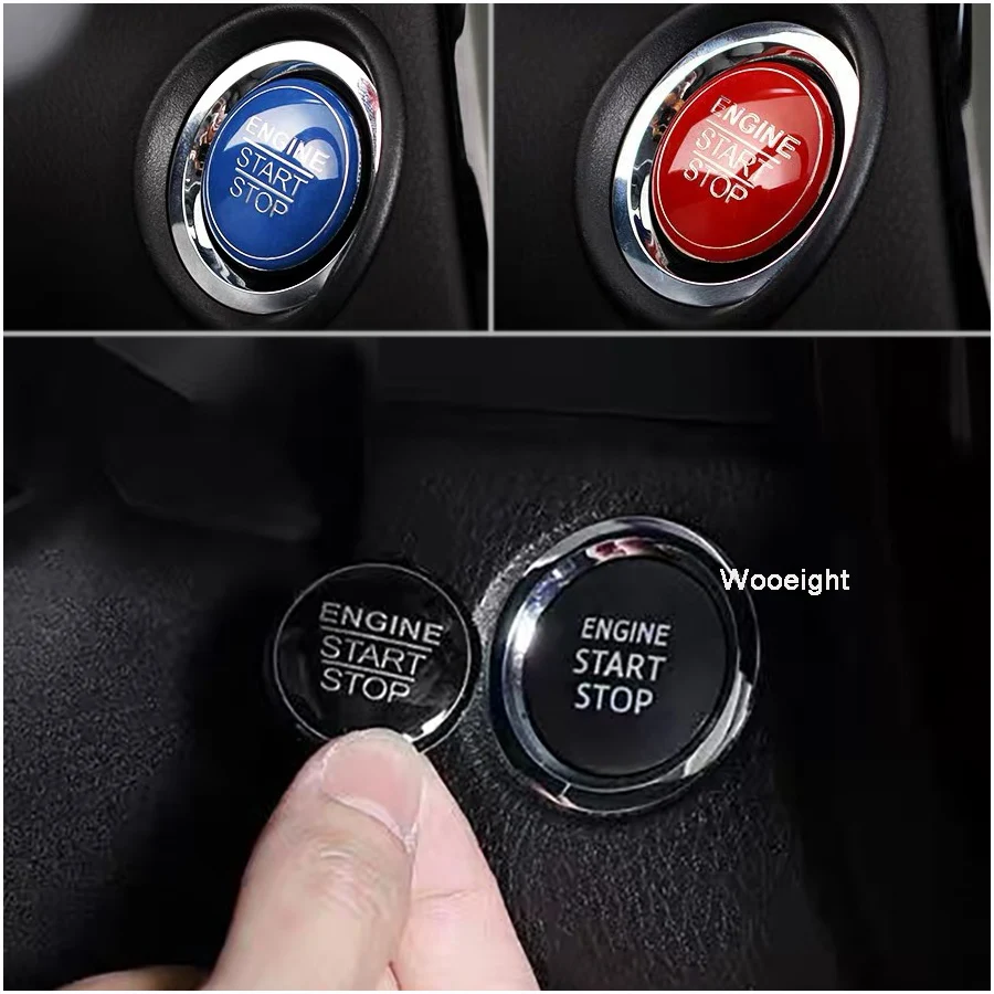 Wooeight Red Blue Black ABS Engine Start Stop Ignition Switch Push Button Cover Trim Cap For Toyota C-HR CHR 2017 2018 2019 (9)