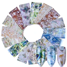 16 шт градиентная мраморная голографическая наклейка, фольга на клеевой основе, клей, сделай сам, Гель-лак, трафареты, советы для ногтей, набор аксессуаров для ногтей CH492