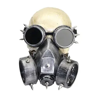 

Silver Metallic Luster Resin Vintage Gothic Rock Military Respirator Gas Mask Goggles Steampunk Costume Accessories Cosplay Prop
