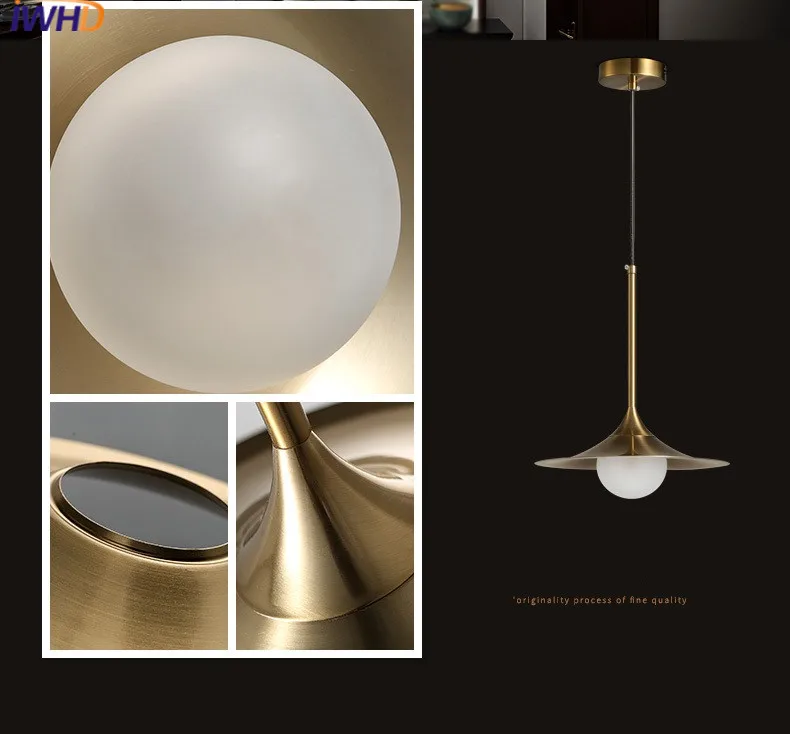 Iwhd bola de cristal LED colgante lámparas moda moderna oro hierro lámpara colgante hogar Iluminación bar hanglamp iluminación lustre