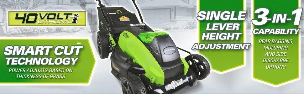 Новое поступление 1200 м GreenWorks 2501302 G-MAX 40V 19 дюймов беспроводные газонокосилки, 4AH Батарея& Зарядное устройство включены