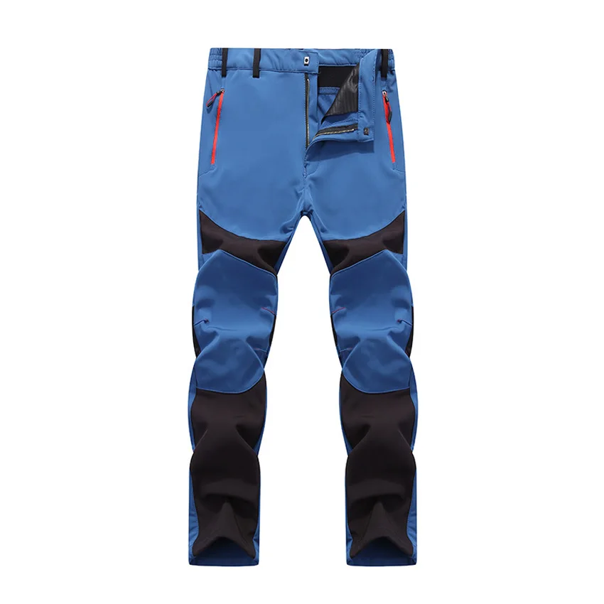 Горные мужские Зимние флисовые штаны для спорта на открытом воздухе, водонепроницаемые, для пеших прогулок, скалолазания, Походов, Кемпинга, мужские брюки VA209 - Цвет: Blue Black