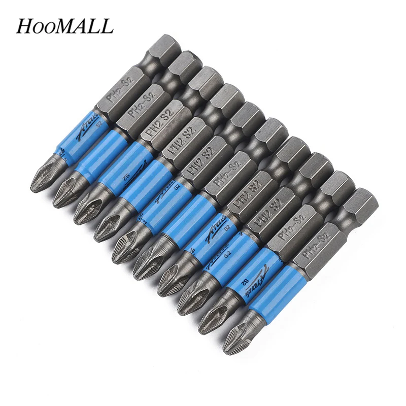 Hoomall 10Pcs 50mm Alloy Steel Screwdriver Sleeve Bit Set Anti Slip