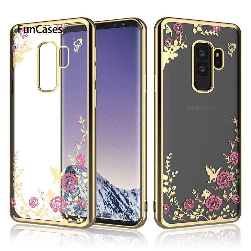 Мягкая силиконовая Капа для samsung M20 M10 A6 A7 A8 A9 J4 J6 цветок Алмазный Корпус из ТПУ на