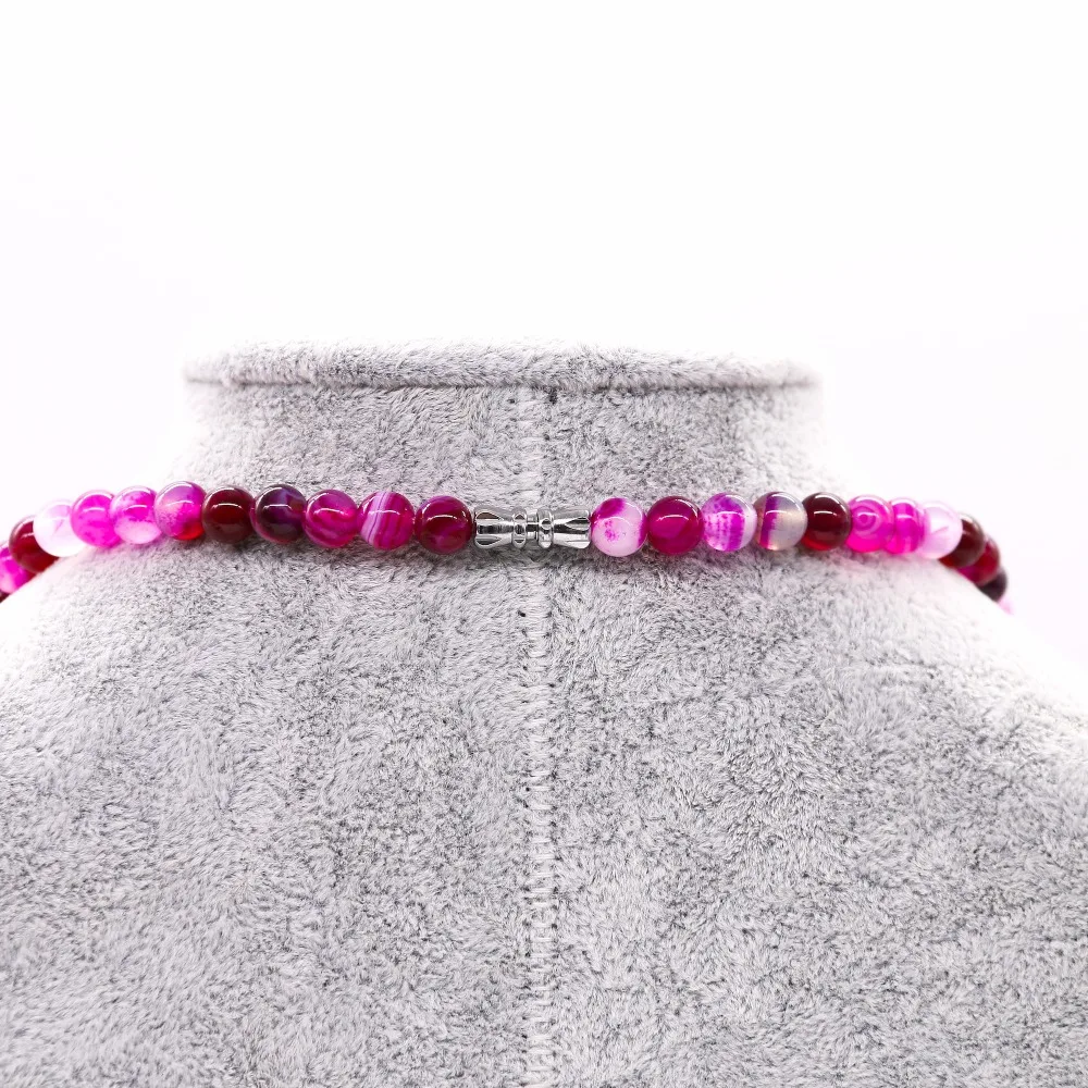 Natural Rose Onyx Stone Neckalce Hand Made Fashion Jewelry Accessory Crafts Natural Stone 6-12mm Beads Necklace