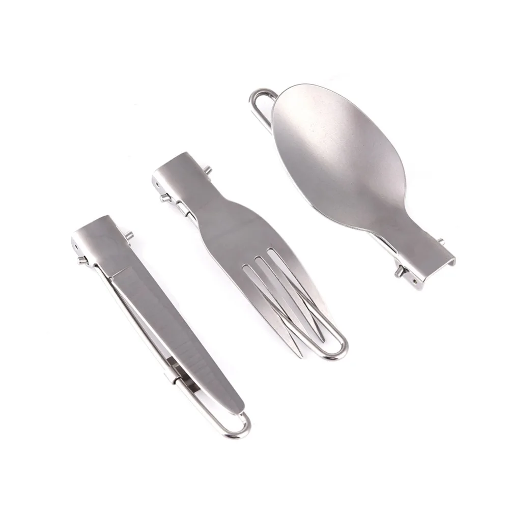 3 unids/set Viajando Excursión Que Acampa Cubiertos Utensilios de Picnic Plegable Portátil Conjunto de Vajilla de Mesa Al Aire Libre Cuchillo/Tenedor/Cuchara