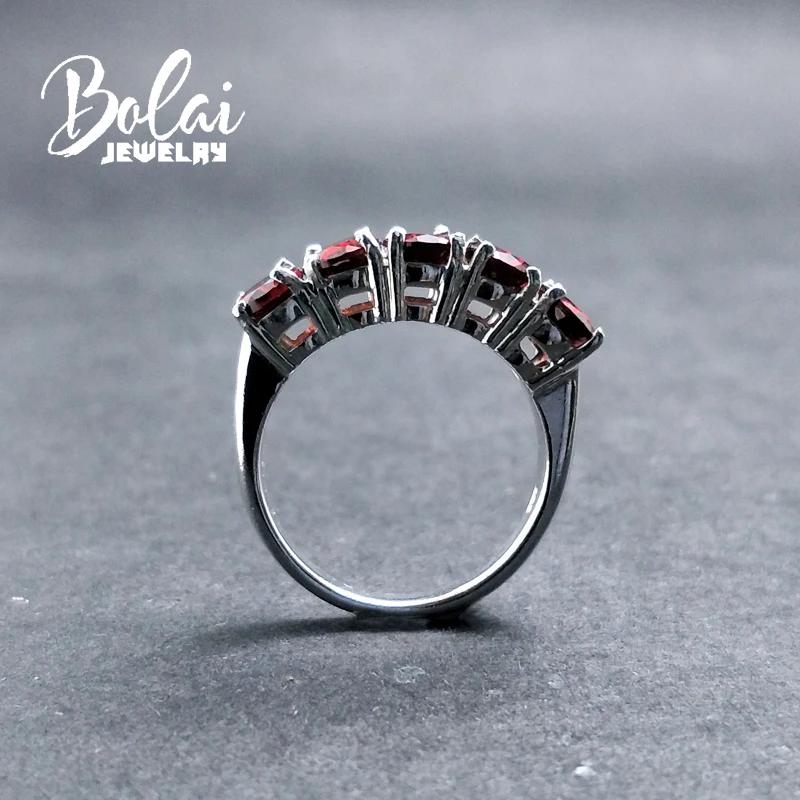Bolaijewelry, классические винтажные кольца с натуральным красным гранатом, простые кольца из стерлингового серебра 925 пробы, хорошее ювелирное изделие для женщин, лучший подарок