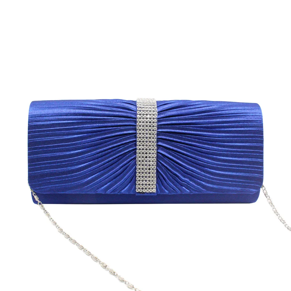 Aelicy женские вечерние сумочки с рюшами и цепочками из бриллиантов, вечерняя сумочка, модная квадратная сумочка для дам, высокое качество и Лидер продаж - Цвет: Blue