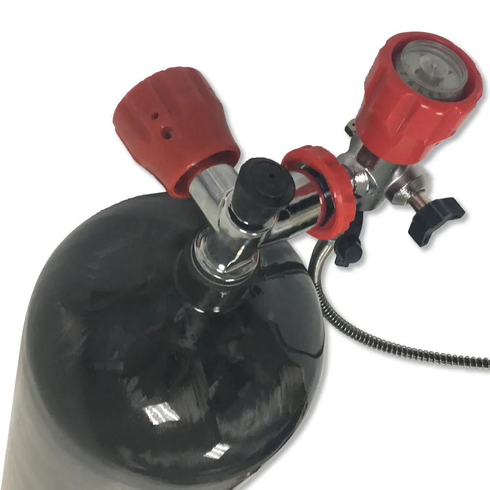 AC309101 paintball tank condor pcp carbon tank HP 4500PSI 9.0L Black gas cylinder with gauge valve and fill station Acecare