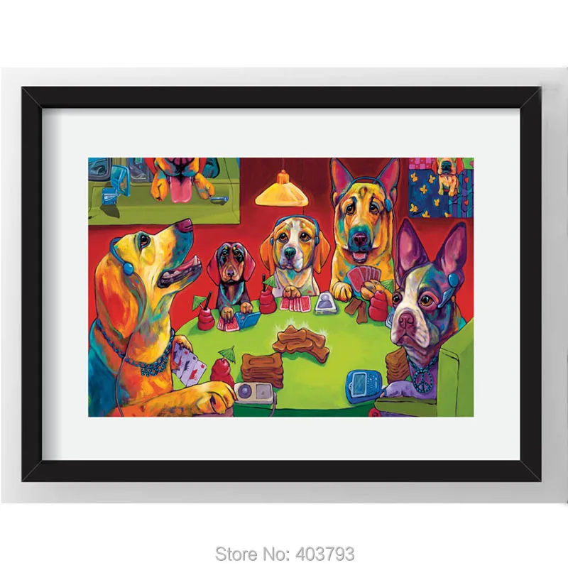 

Dogs Playing Poker Art HD Print Oil Painting On Canvas Wall Art Unframed Abstract Pictures Home Decor