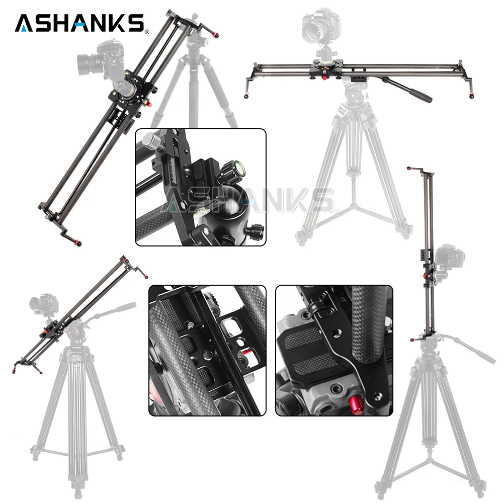 ASHANKS S2 Track Camera Slider Carbon Fiber Adjustable Angle Tube Follow Focus Pan for Stabilizer DV DSLR Camera Video Shooting